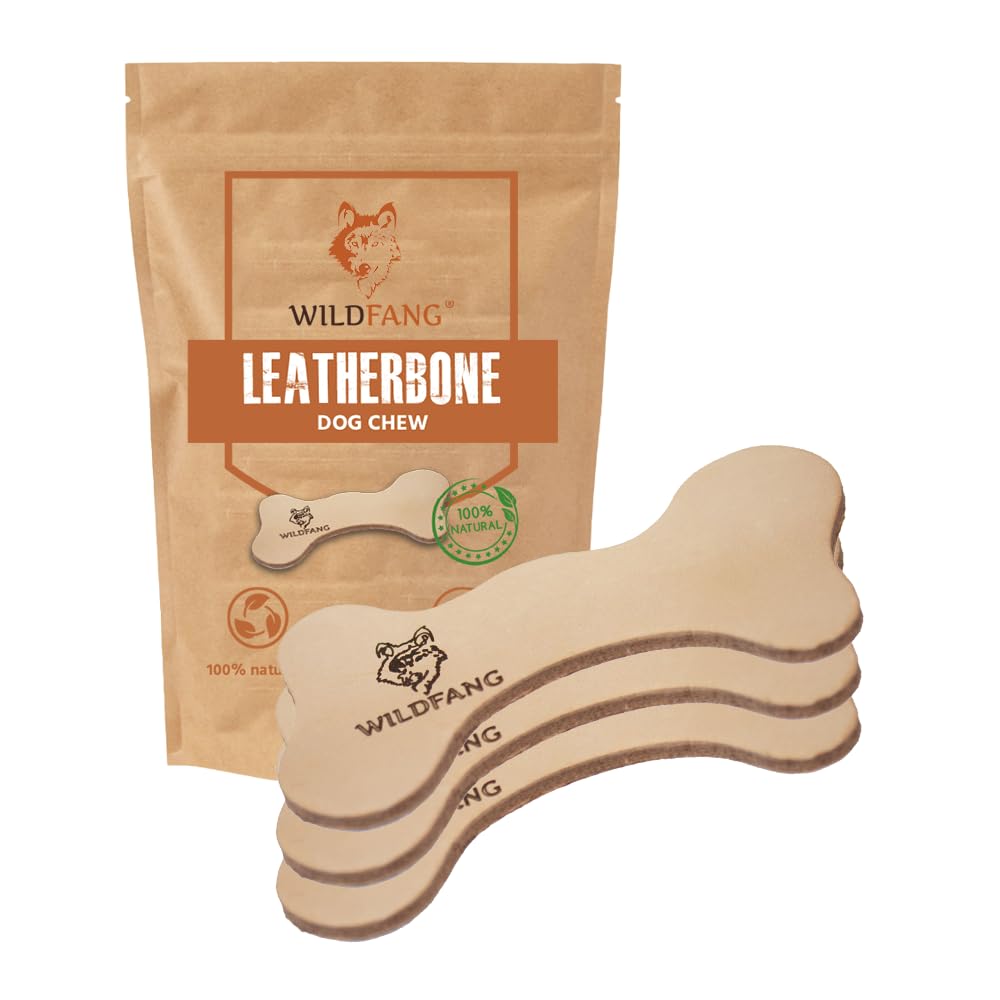 Wildfang Leather Bones for Dogs - Long Lasting Dog Chew Stick Leather Chew Toys for Dogs Leather Dog Toys Leather Dog Chews Leather Dog Bones Leather Dog Toys For Aggressive chewers L - Set of 3