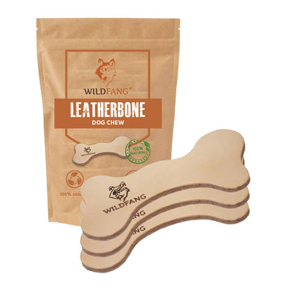 Wildfang Leather Bones for Dogs - Long Lasting Dog Chew Stick Leather Chew Toys for Dogs Leather Dog Toys Leather Dog Chews Leather Dog Bones Leather Dog Toys For Aggressive chewers L - Set of 3