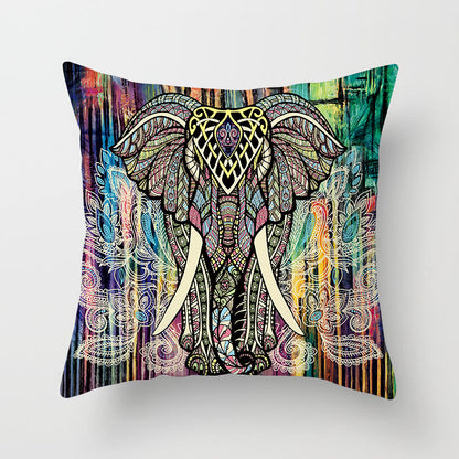 Mandala Print Peach Velvet Pillow Cover for Living Room