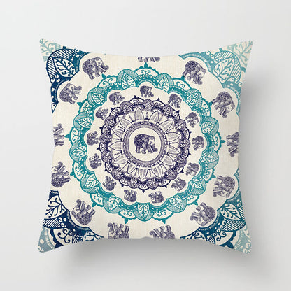 Mandala Print Peach Velvet Pillow Cover for Living Room
