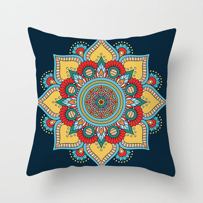 Mandala Print Peach Velvet Pillow Cover for Living Room