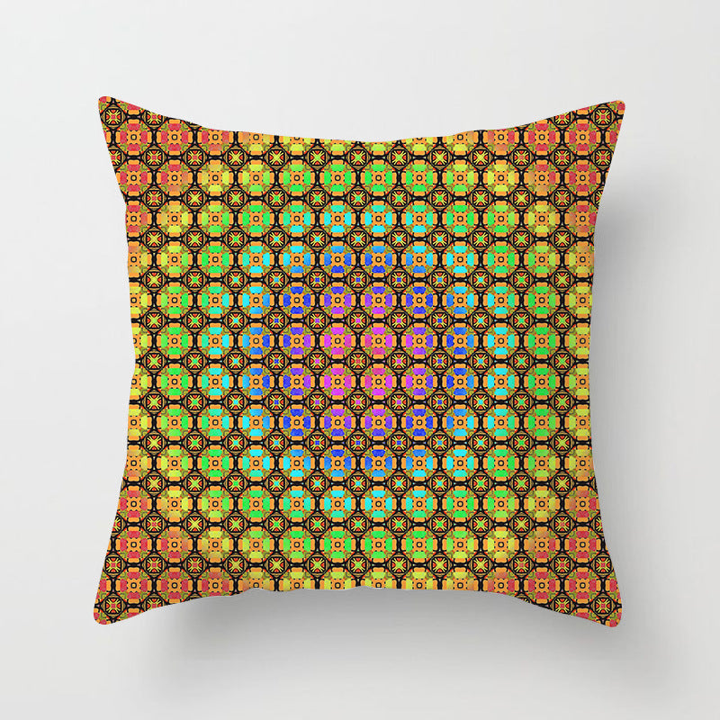 Mandala Print Peach Velvet Pillow Cover for Living Room