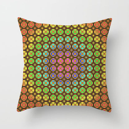 Mandala Print Peach Velvet Pillow Cover for Living Room