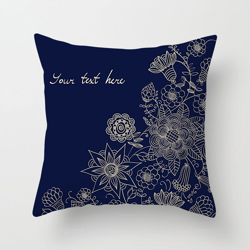 Mandala Print Peach Velvet Pillow Cover for Living Room