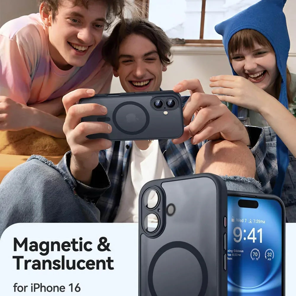 iPhone Magnetic Armor Case – Shockproof Matte Translucent