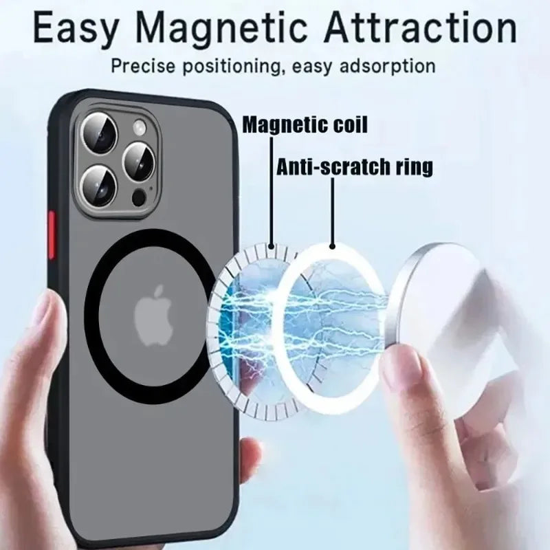 iPhone Shockproof Matte Armor Case – MagSafe Wireless Cover