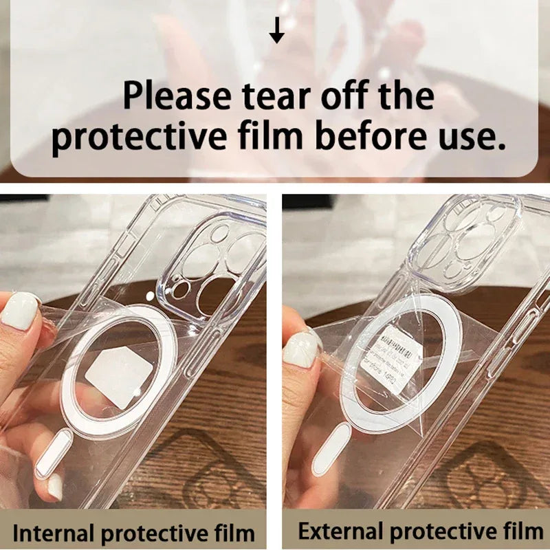 iPhone Transparent MagSafe Case – Shockproof Cover